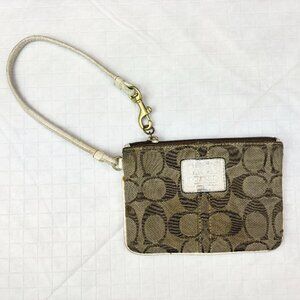 Coach Bleecker Vintage Signature Wristlet Brown with detachable wrist strap